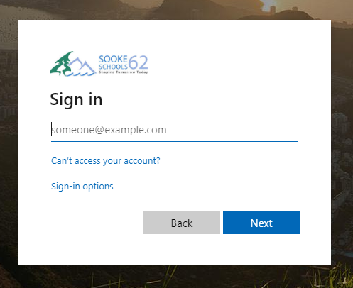 Office 365 Login Prompt Picture