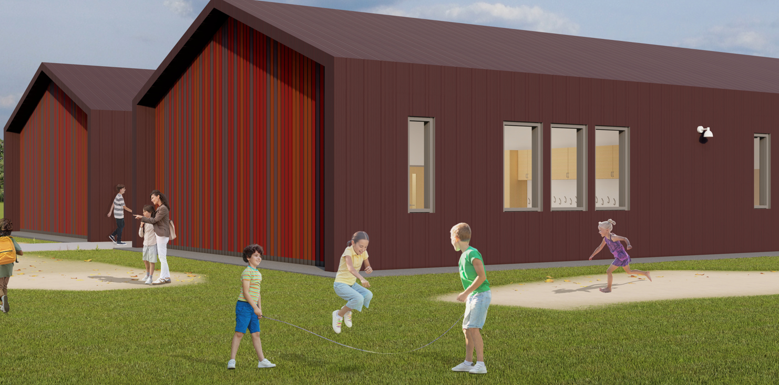 Rendering of exterior of prefabricated addition