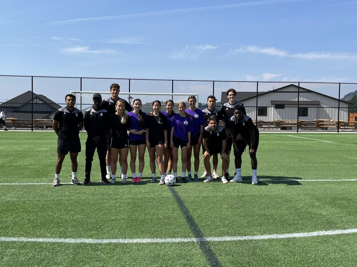 Players from Royal Bay Girls Soccer Academy and Pacific FC.