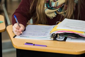 student at work