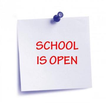 Picture of a note saying School is open