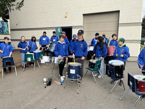 Percussion group playing at the Terry Fox Run