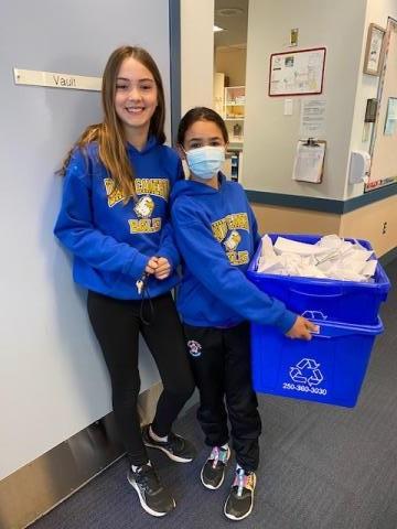 Students doing recycling