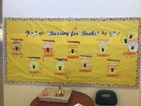 Bulletin board promoting reading engagement